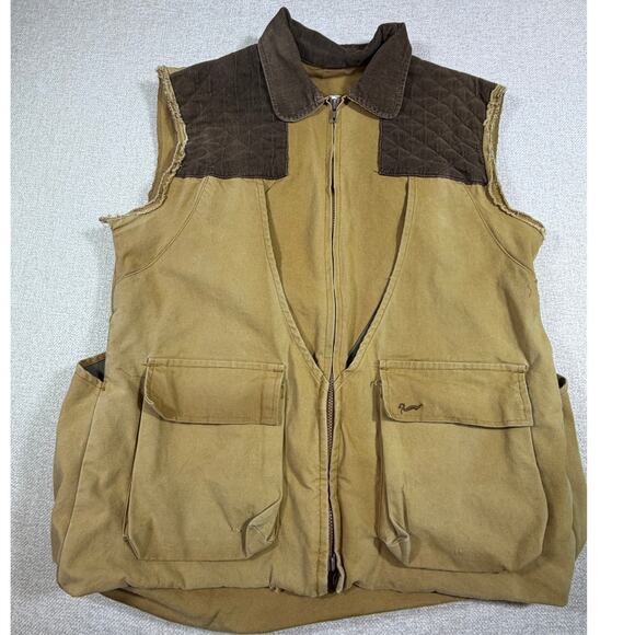 Duxback Men Medium Tan Hunting Zip Front Vest Outdoor Field Shooting Sportswear - Picture 3 of 10